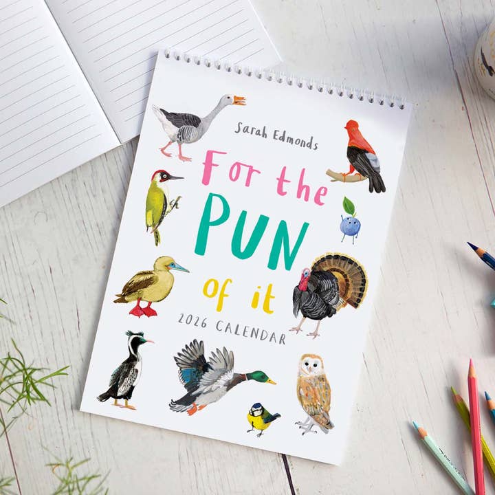 Sarah Edmonds Illustration - Wholesale Calendar - 2026 'For The Pun Of It' Cheeky Wall Calendar1