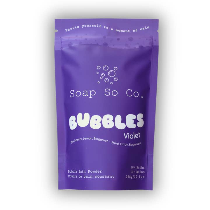 Violet Bubbles for wholesale by Soap So Co.