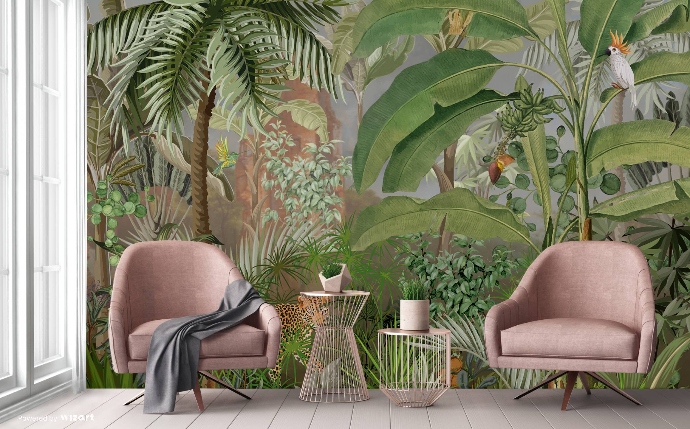 GK Home Decor - Wholesale Wallpaper - Jungle Adventure Vibrant Wildlife Mural with Lush Greenery7