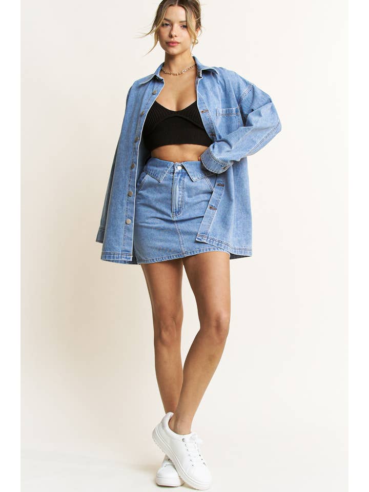 DENIM COOPER JACKET AND SKIRT SET - HQSET0087 for wholesale on Faire2