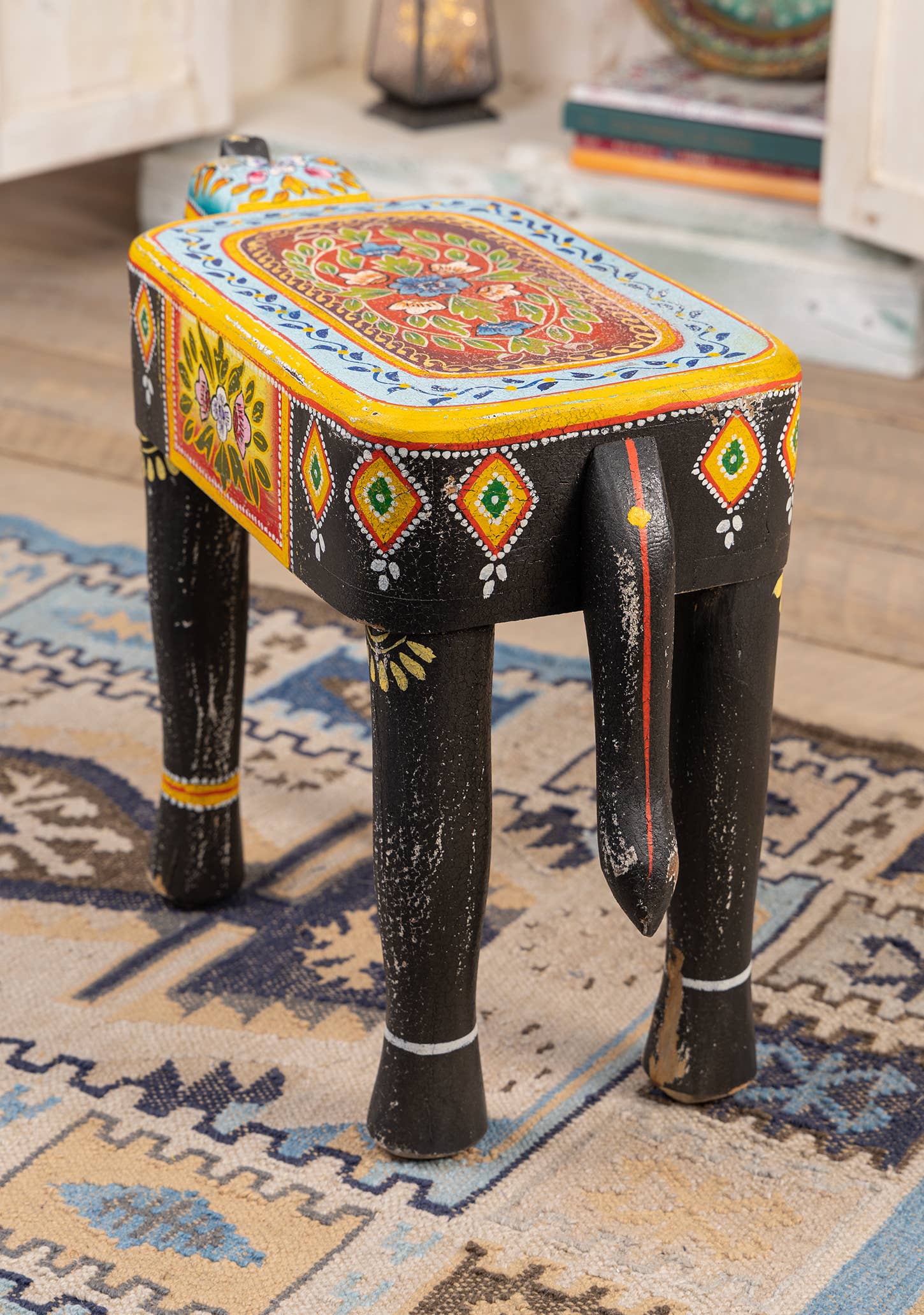 Namaste - Wholesale Side Table - Vintage Hand Painted Elephant Side Table1