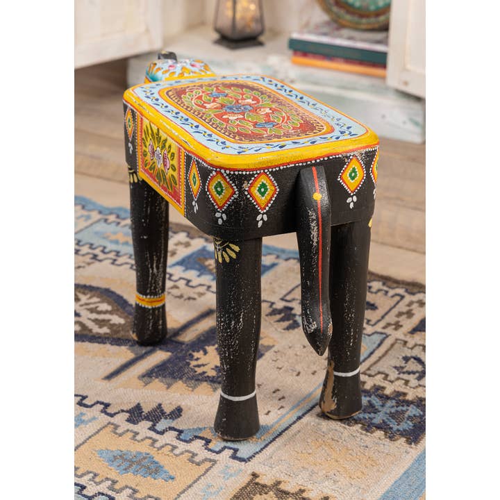 Namaste - Wholesale Side Table - Vintage Hand Painted Elephant Side Table1