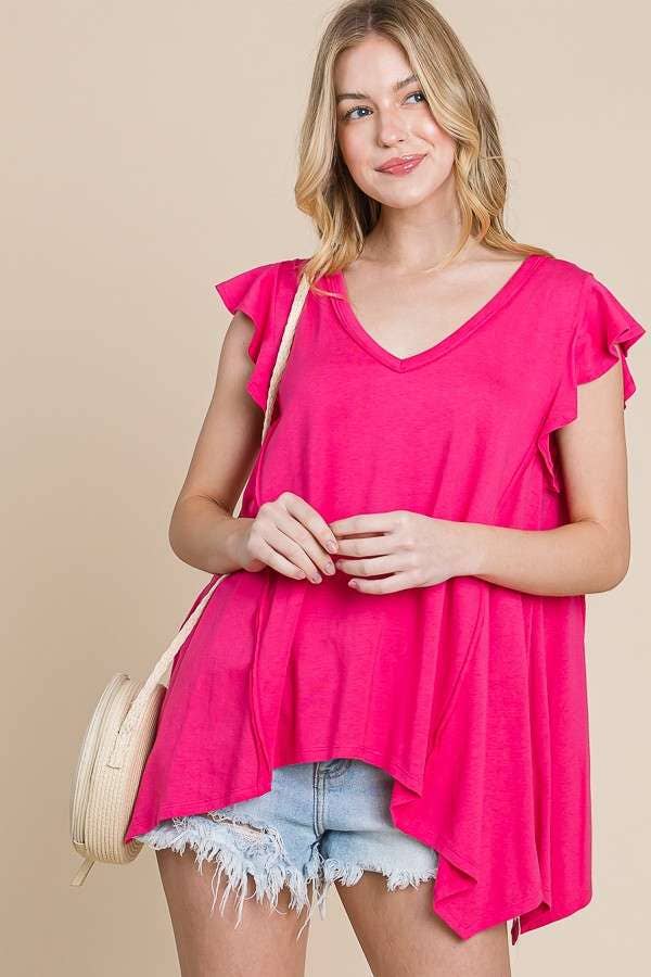 Culture Code - Wholesale Tunic - Women's - CJT1516 - PLUNGE V-NECK UNEVEN HEM TOP9