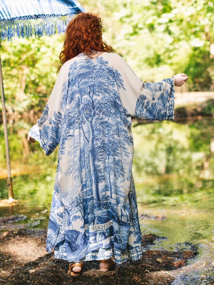 Market of Stars - Wholesale Kimono - Women's - Let The Light In Opera Duster Kimono Robe Blue Delft Toile