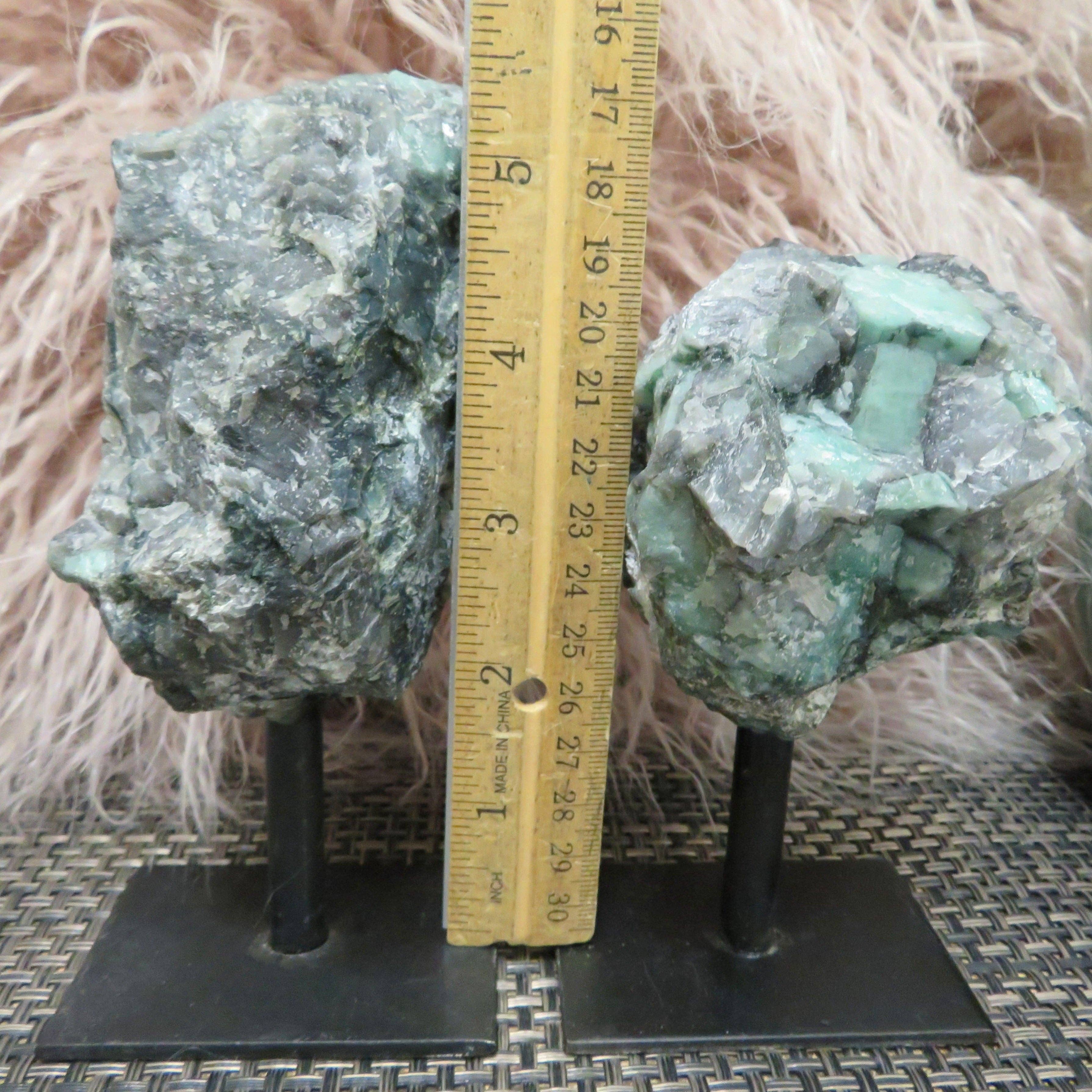 Rock Paradise - Wholesale Decorative Tabletop Object - Crystal Emerald on Metal Stand - Raw Emerald Chunk (RK3-05)5