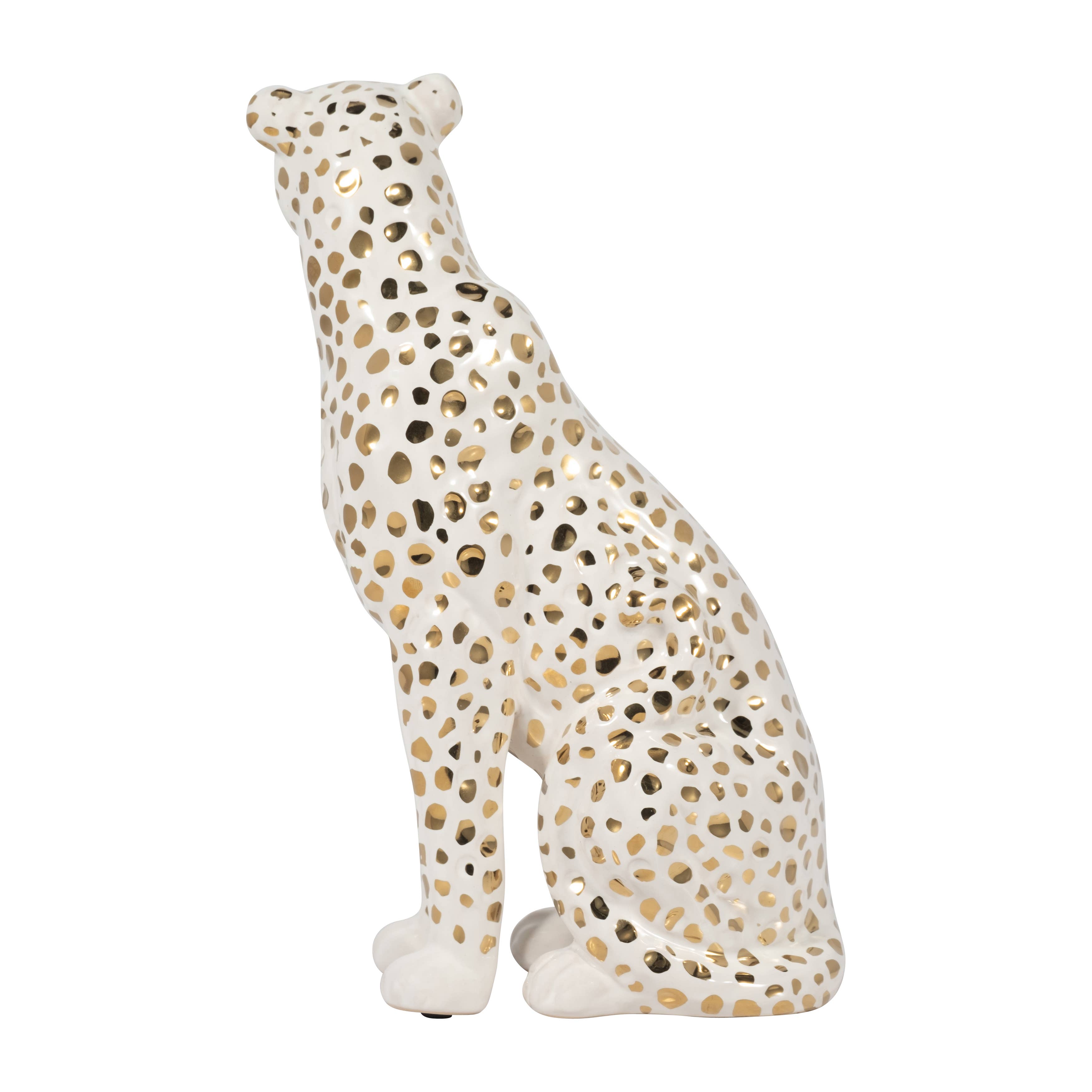 Sagebrook Home - Wholesale Decorative Figurine - Ceramic Sitting Leopard Decorative Figurine - White, 11 in.8