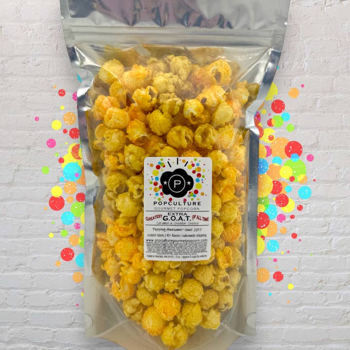 Popculture Gourmet Popcorn - Wholesale Popcorn - Extra G.O.A.T.â„¢ - Extra Buttery Caramel + Extra Cheesy