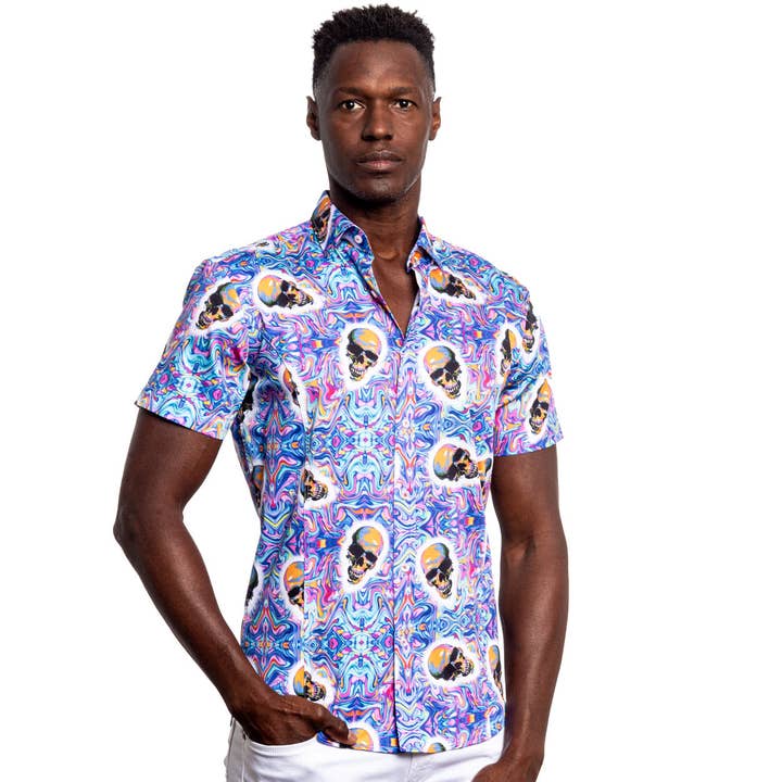 Wicked Trip Short Sleeve Button Down Shirt for wholesale by EIGHT X