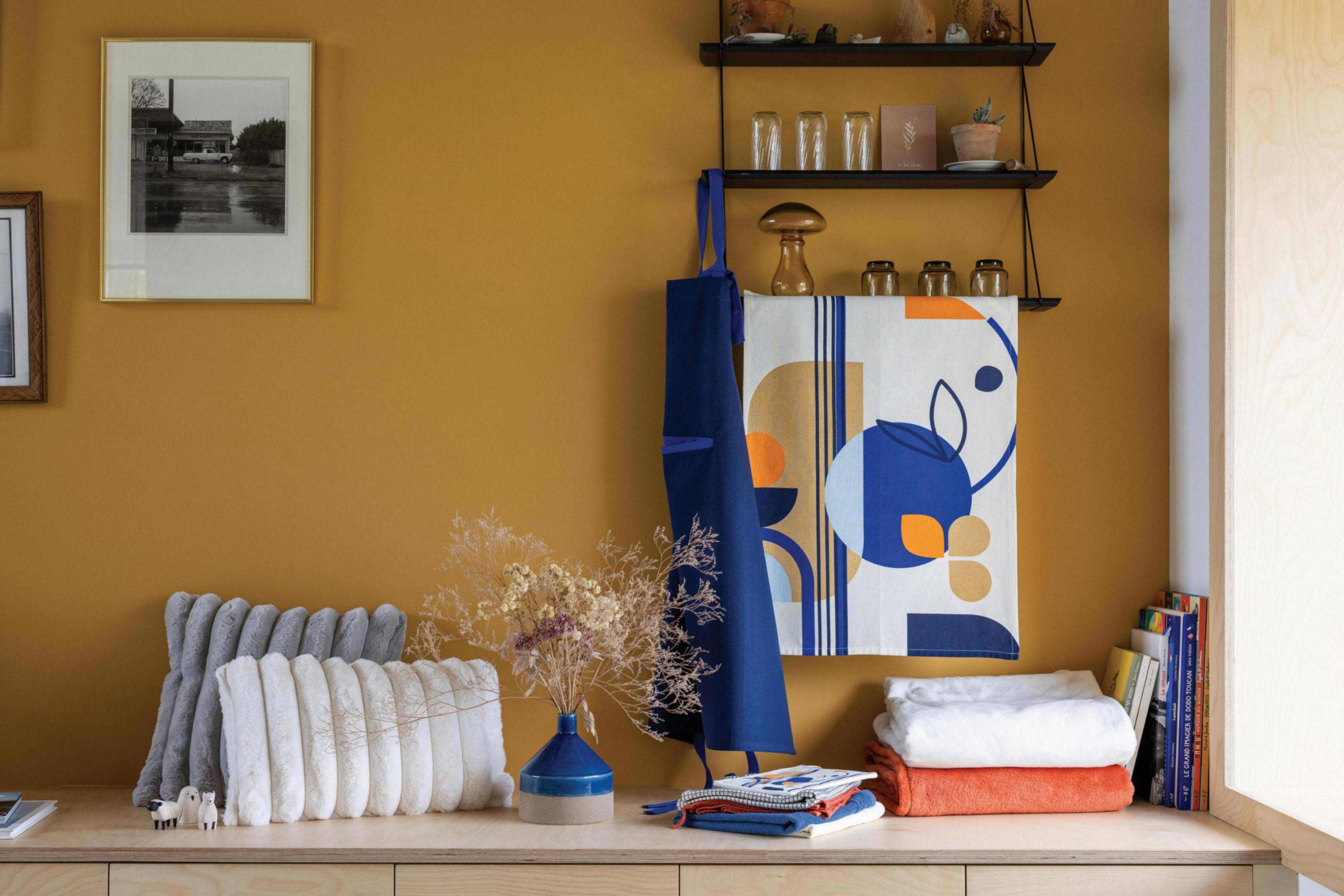 Maison Vivaraise & La Cerise sur le Gâteau – Toalha de chá por atacado – Manta Reciclada Théo Marmelade 130 X 1603