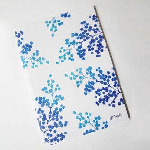 Blue Leaves Notebook for wholesale by Mamée Créa