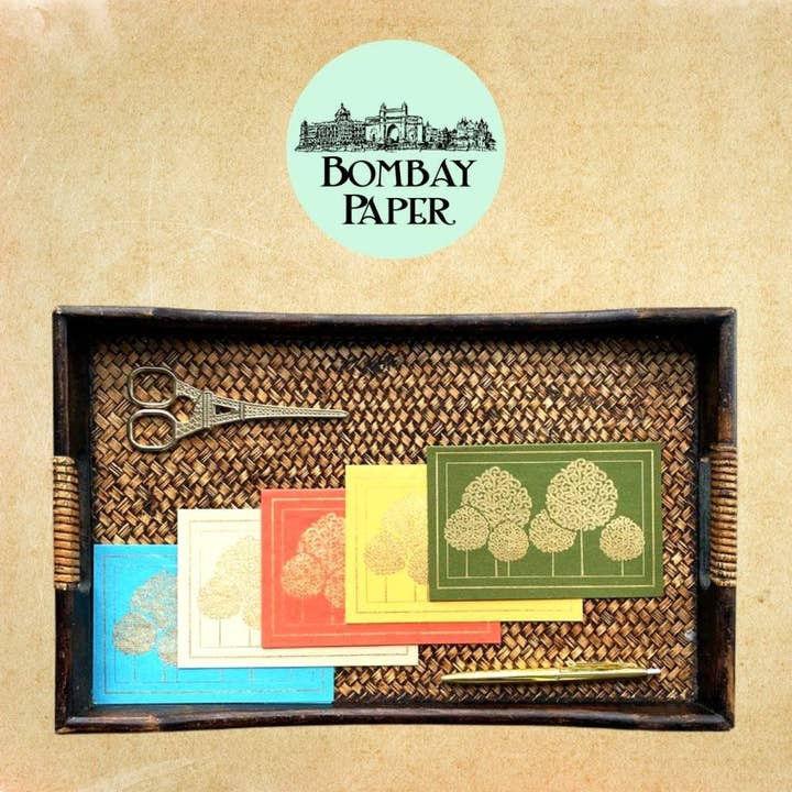 Family Forest - Set of 5 Handmade Paper Greeting Cards for wholesale by Bombay Paper