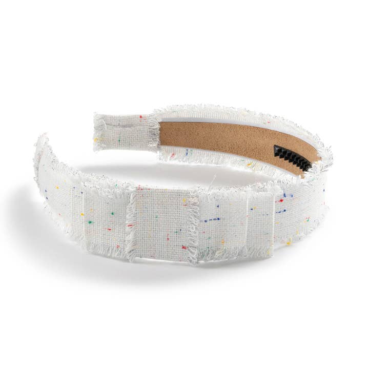 Banda de cabeça com franjas de linho Sweetie - Branco por atacado de Halo Luxe