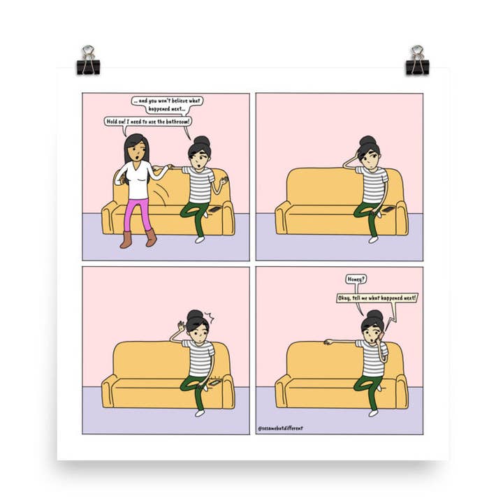 Nature appelle | Relation lesbienne mignonne | Cadeaux de fierté | Impression de bande dessinée LGBTQ pour la vente par Sesame But Different