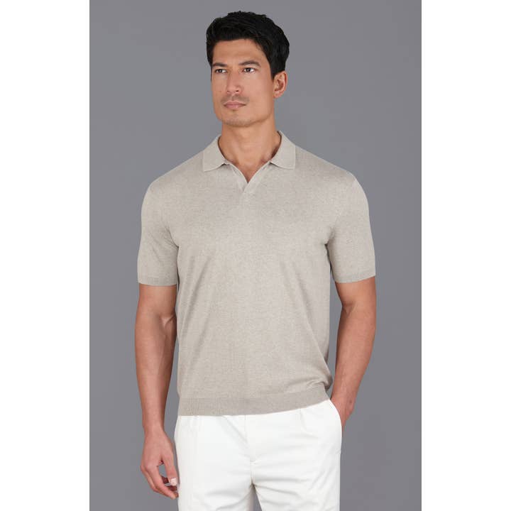 Polo senza bottoni da uomo in cotone ultrafine per la vendita all'ingrosso da parte di Paul James Knitwear