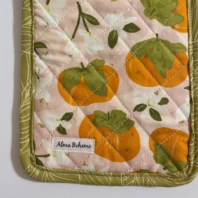 Alma Boheme Handmade - Wholesale Oven Mitt/Pot Holder - Citrus Bloom Cork and Cotton Potholder (no pocket)