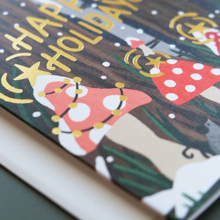 Idlewild Co. - Wholesale Season's Greetings Card - Mushroom Forest Holiday Greeting Card1