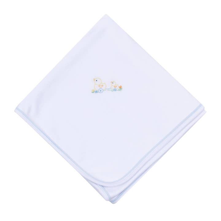 Vintage Duckie Pulltoy Receiving Blanket - Light Blue for wholesale by Magnolia Baby