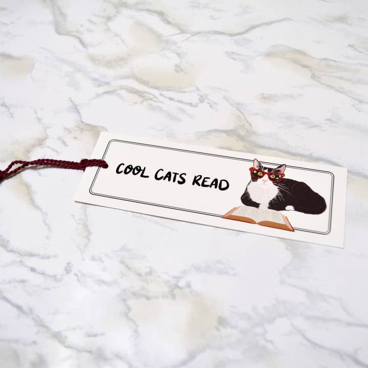 Cute Cat Bookmark "Cool Cats Read" for wholesale by Kitties and Cabernet