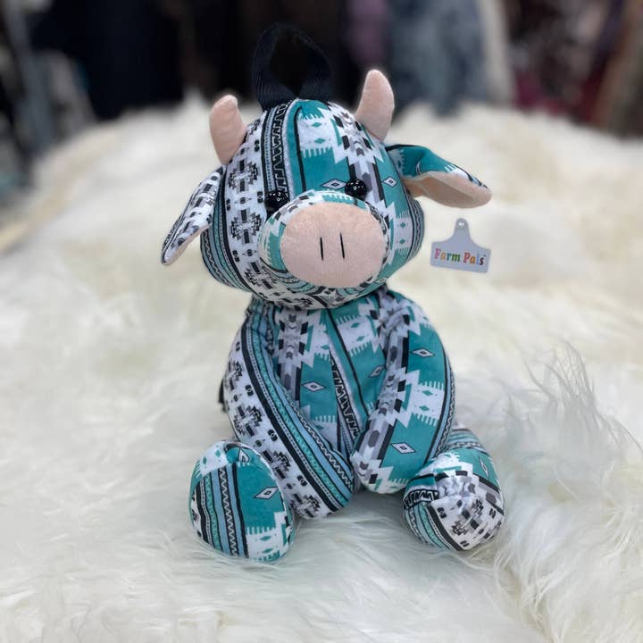Ccrafts Crafty Creations – wholesale Ryggsäck - Barn – Cow Plysch Ryggsäck - Farm Pals: Turkos Cowprint