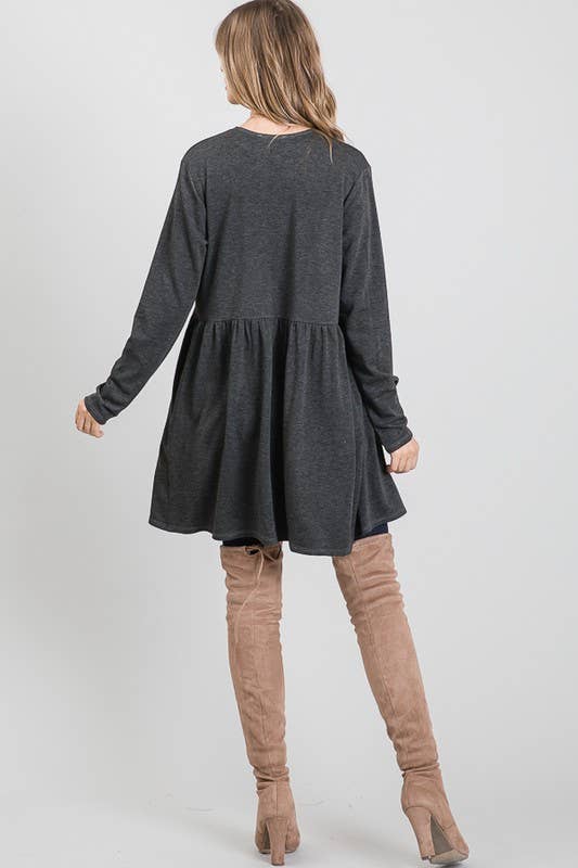 HEIMISH - Vente Cardigan – femme - CARDIGAN OUVERT À VOLANTS UNI EJ5007S AVEC POCHE LATÉRALE10