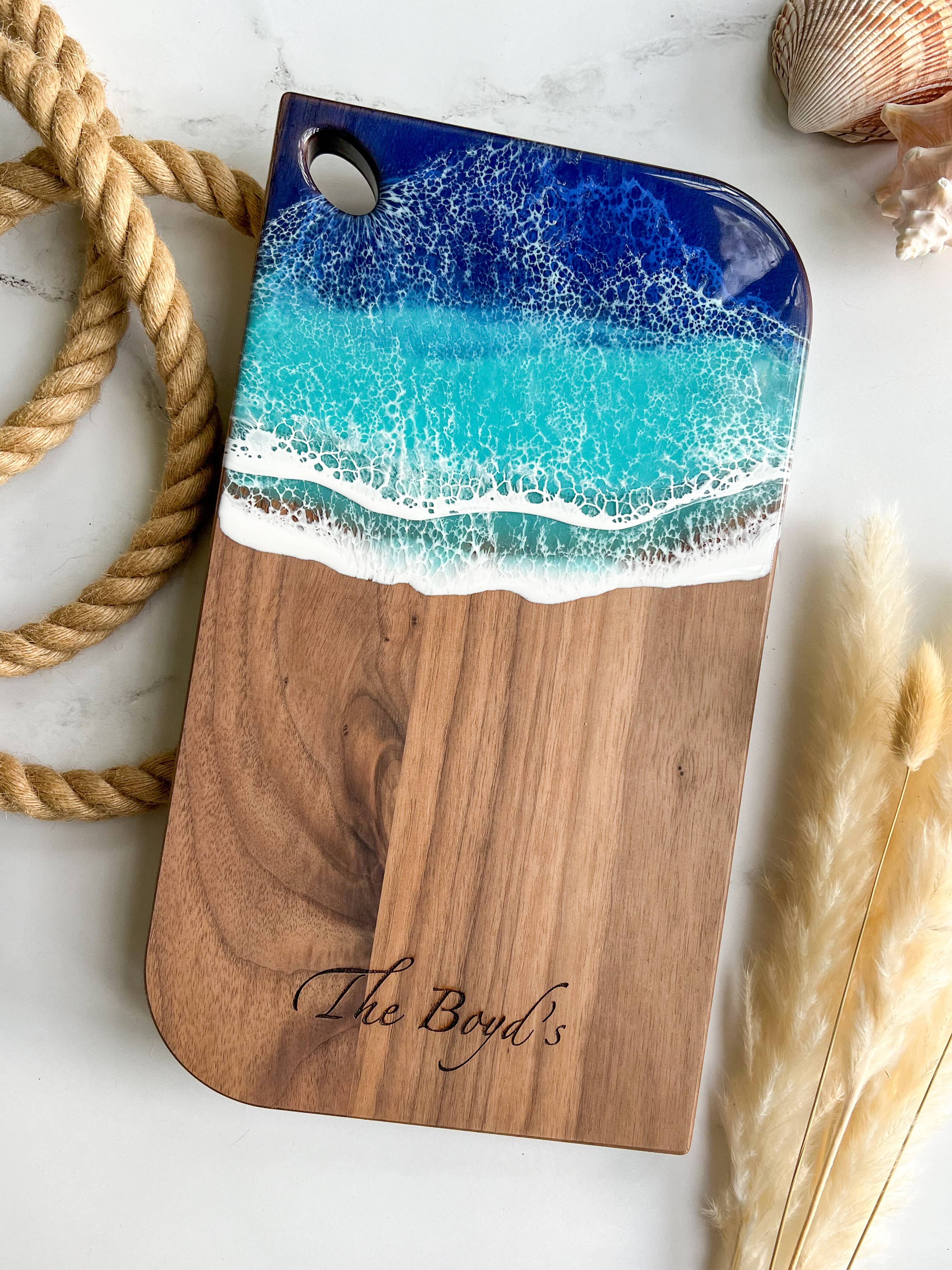 Citrus Waves Art - Wholesale Cheese Board - Walnut Charcuterie Board (Engraving Available)1