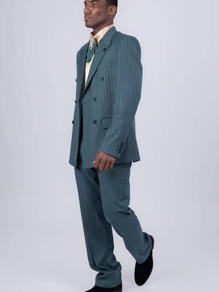 Abito doppiopetto a righe sottili con revers a lancia da uomo 5SU39 per la vendita all'ingrosso da parte di BARABAS