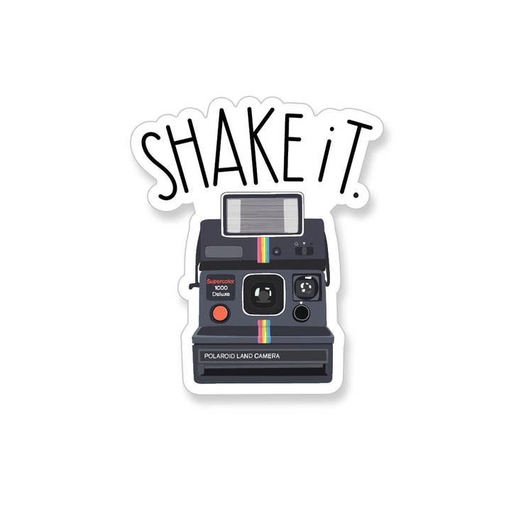 Shake It Polaroid, Vinyl Sticker for wholesale by Apartment 2 Cards