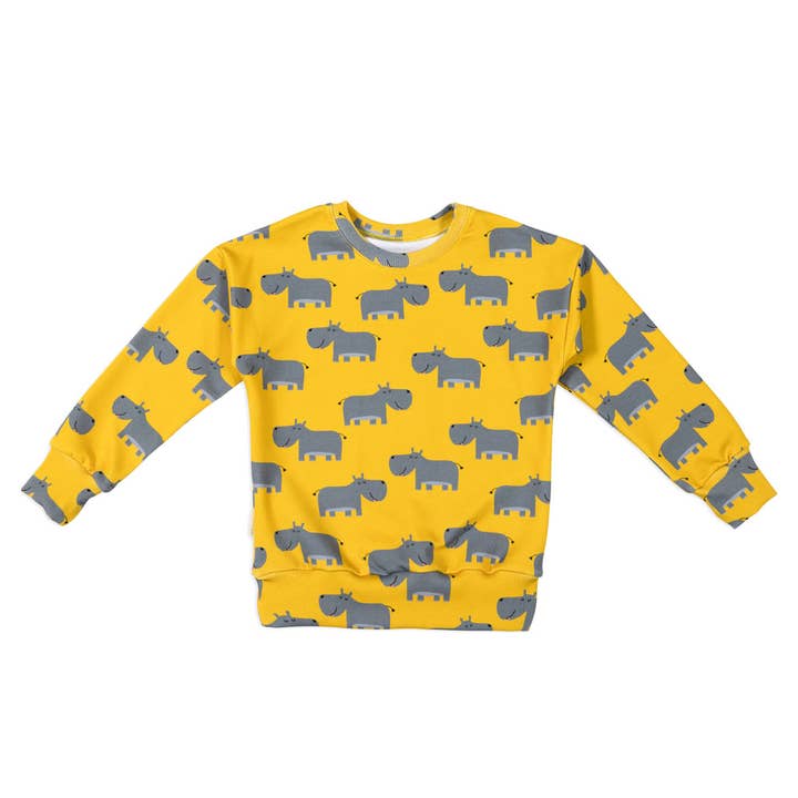 SWEATSHIRT HIPPO ON YELLOW for wholesale by Malinami