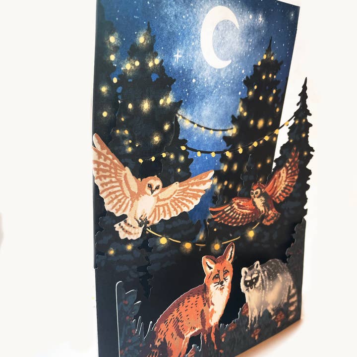 Hissing Mink - Wholesale Everyday Greeting Card - Woodland Wildlife Papercut Concertina Card