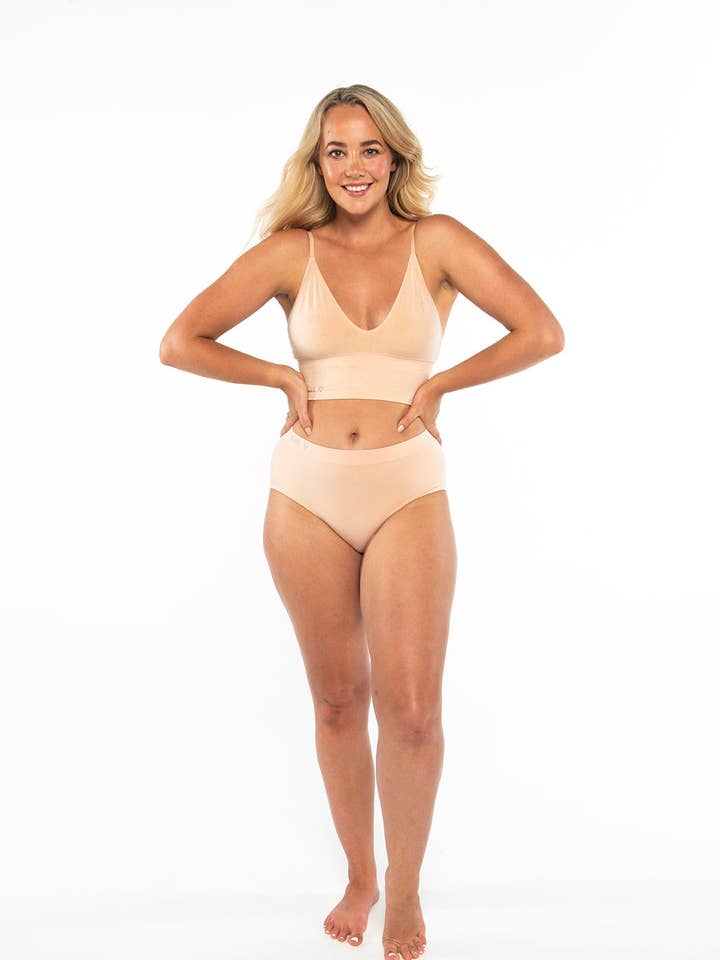 Nat'v Basics - Venta al por mayor Ropa interior - Mujer - Set de 4 calzoncillos clásicos de Tones: blanco, hueso, haya y bronce