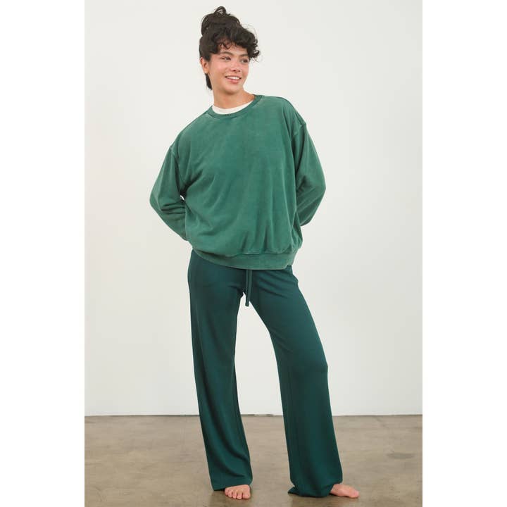 HYFVE - Wholesale Sweatshirt - Women's - DZ24E438-Drop Shoulders Crew Neck Sweatshirt