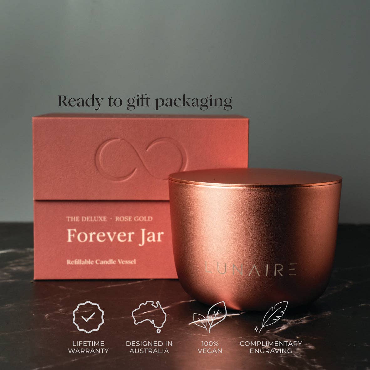 Lunaire - Wholesale Jar/Filled Candle - Rose Gold Jar + Afternoon Bloom Pod2