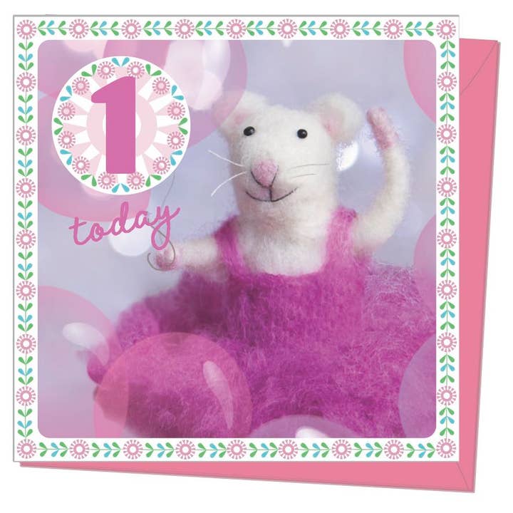Party Balloons - Age 1 Card for wholesale by Maddy's Mice