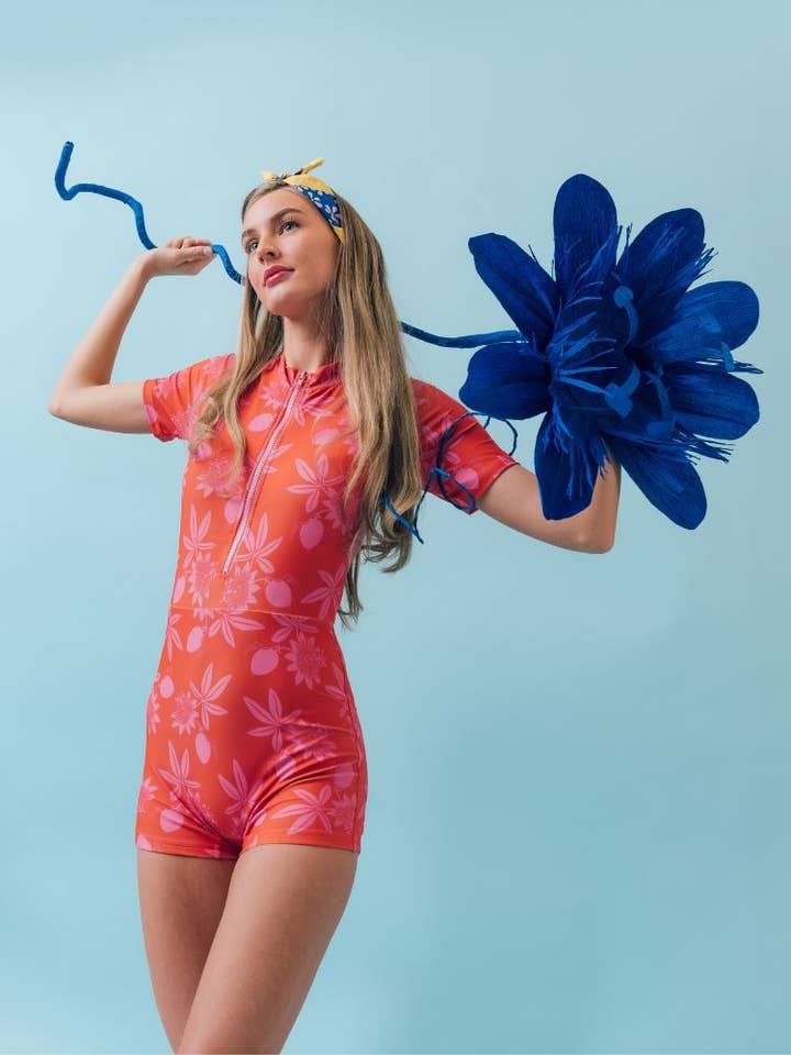 Lime Ricki Swimwear - Wholesale Rashguard - Women’s - Passionfruit Retro Rash Guard One-Piece