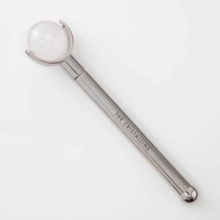 Color Pop Single Face Roller in Silver with Clear Quartz for wholesale by THE CRISTALLINE