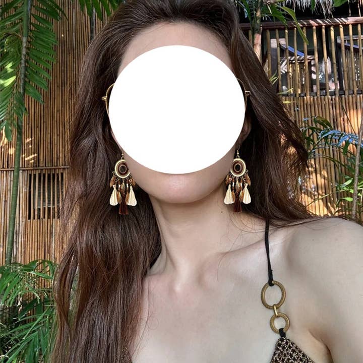 Brown Earwish - Dreamcatcher Dangle Earrings - Boho & Vintage for wholesale on Faire3