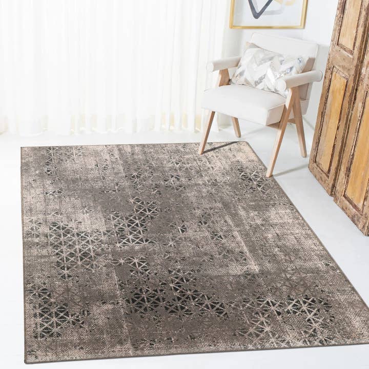 Florida Abstract Chenille Rug In Beige And Brown for wholesale by Woohoo Sleep Like a Bear
