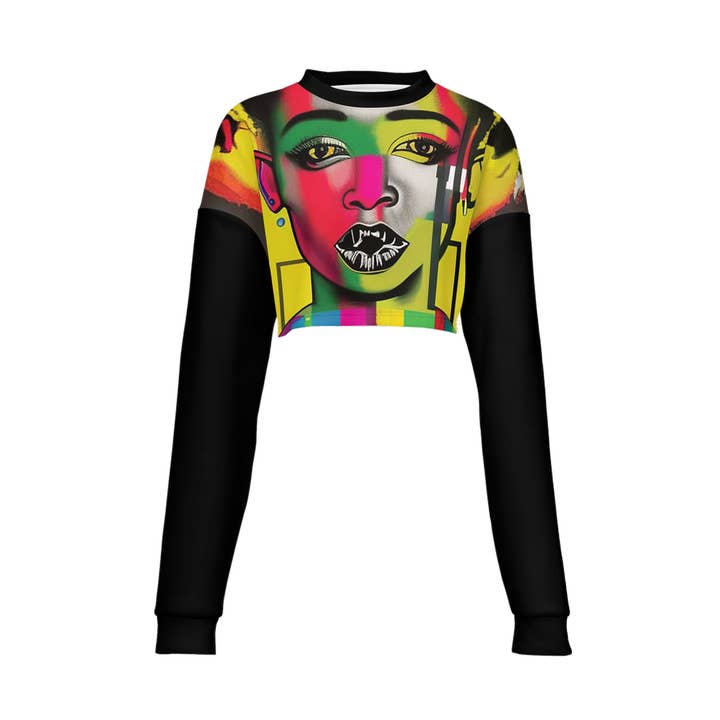 Material Girl Cropped Crewneck Sweatshirt for wholesale by The Closet Junkies