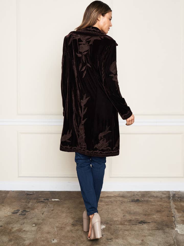 Paparazzi - Wholesale Jacket - Women's - XY-8176 Stretch Velvet Button Tonal Embroidered Jacket14