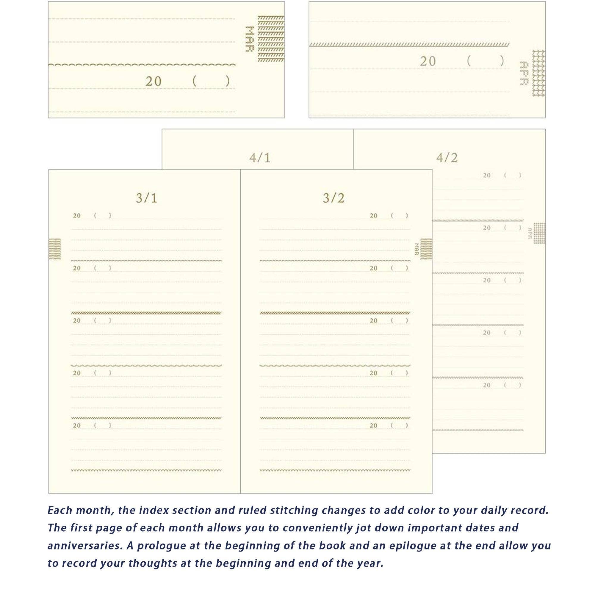 「FUNJI」In Japan - Wholesale Journal/Diary - Midori Embroidered 5-Year Floral Journal | Japanese Gift5