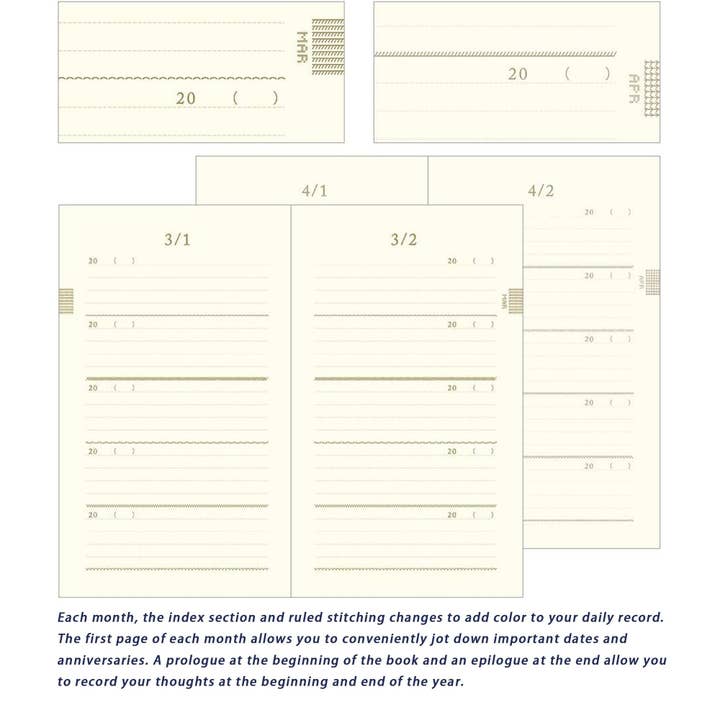 「FUNJI」In Japan - Wholesale Journal/Diary - Midori Embroidered 5-Year Floral Journal | Japanese Gift5