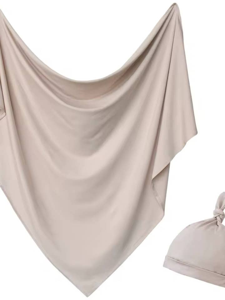 Ivory Soul - Wholesale Swaddle set – Baby - stretch jersey baby swaddle blanket + top knot hat | blush