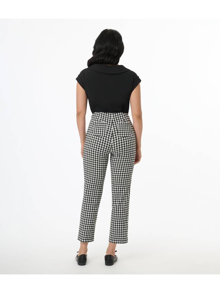 Unique Vintage - Wholesale Pants - Women's - Unique Vintage 1960s Black & White Gingham Cigarette Pants