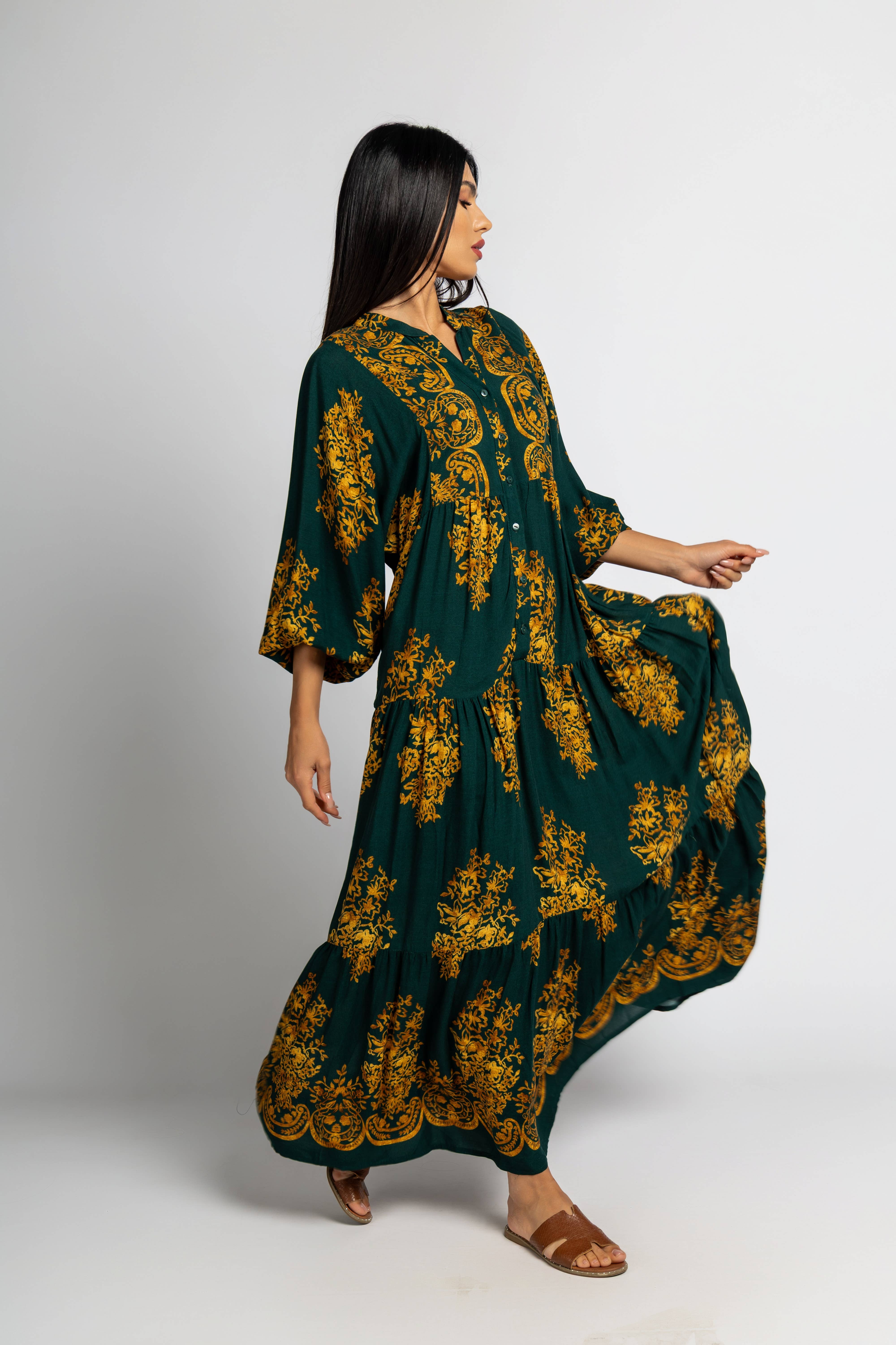 FAME GREECE - Vente Robe – femme - Robe F-329 Golden Shadows en viscose2