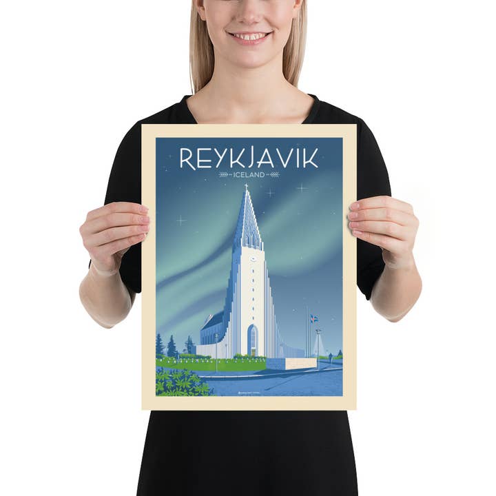 Olahoop Travel Posters - Wholesale Poster - Reykjavik Iceland Vintage Travel Poster | Hallgrimskirkja6
