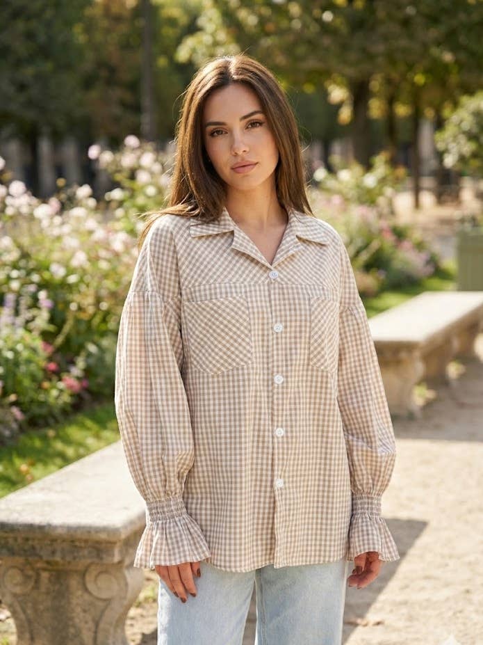 Puff sleeve shirt for wholesale by VICTORIA&ISAAC