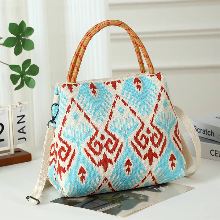 Ikat - Fabric top handle crossbody bag for wholesale by Shine Mark Accessories