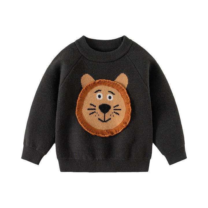 Little Chic Boutique - Wholesale Knit Sweater - Kids - 18M-6Y Toddler Boys Cartoon Lion Knit Pullover Sweater Wholesale Boys Clothing V38240904000401