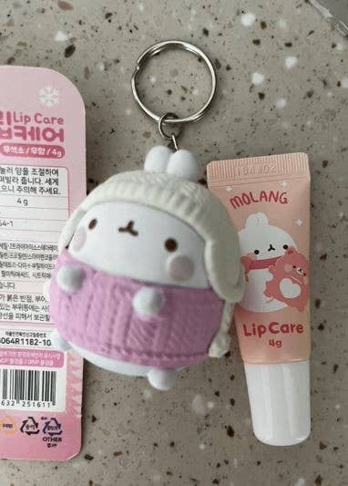 K-Wonderland – Großhandel Lippenbalsam – Molang Lip Care Lippenbalsam Geschenkset mit Figur als Schlüsselanhänger4