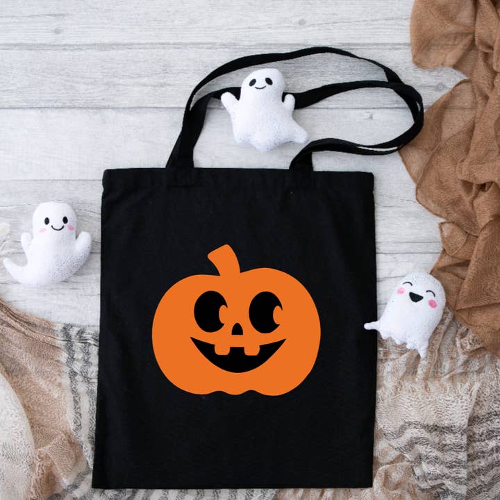 Pumpkin Halloween Tote, Reusable Trick or Treat Bag for kids for wholesale by Hunter Kouture